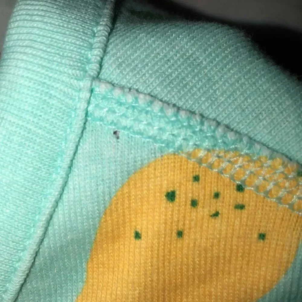 HA M Mint Green Yellow 💯Organic Cotton Long Sleeve Pajama Top Lemon Print